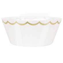Gold Scalloped Design 10in White Plastic Serving Bowl - Foil Stamping
