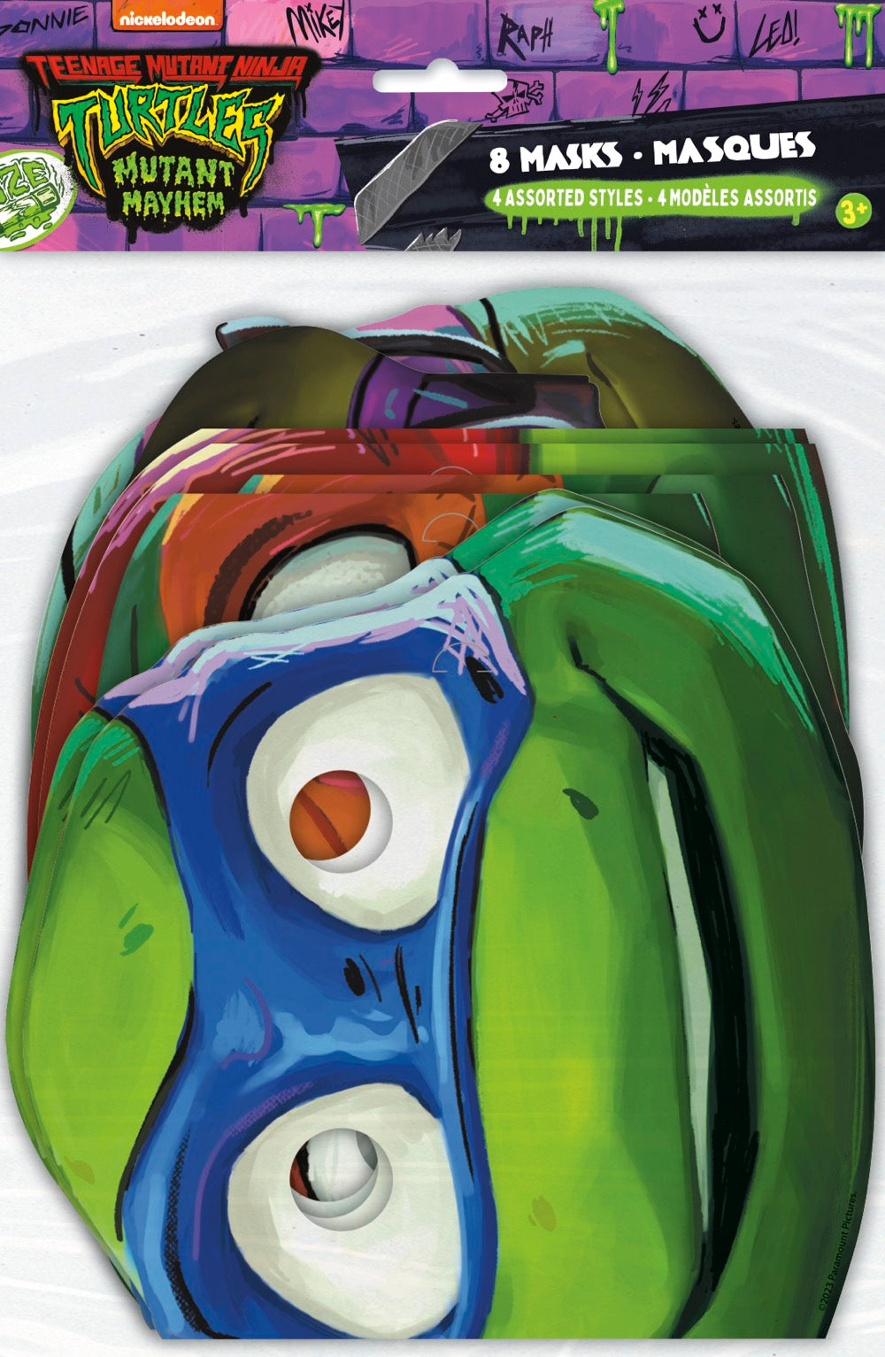 TMNT Mutant Mayhem Assorted Paper Masks 8ct