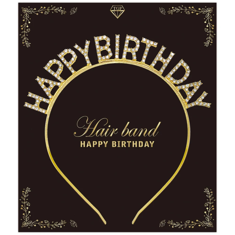 Happy Birthday Headband Gold