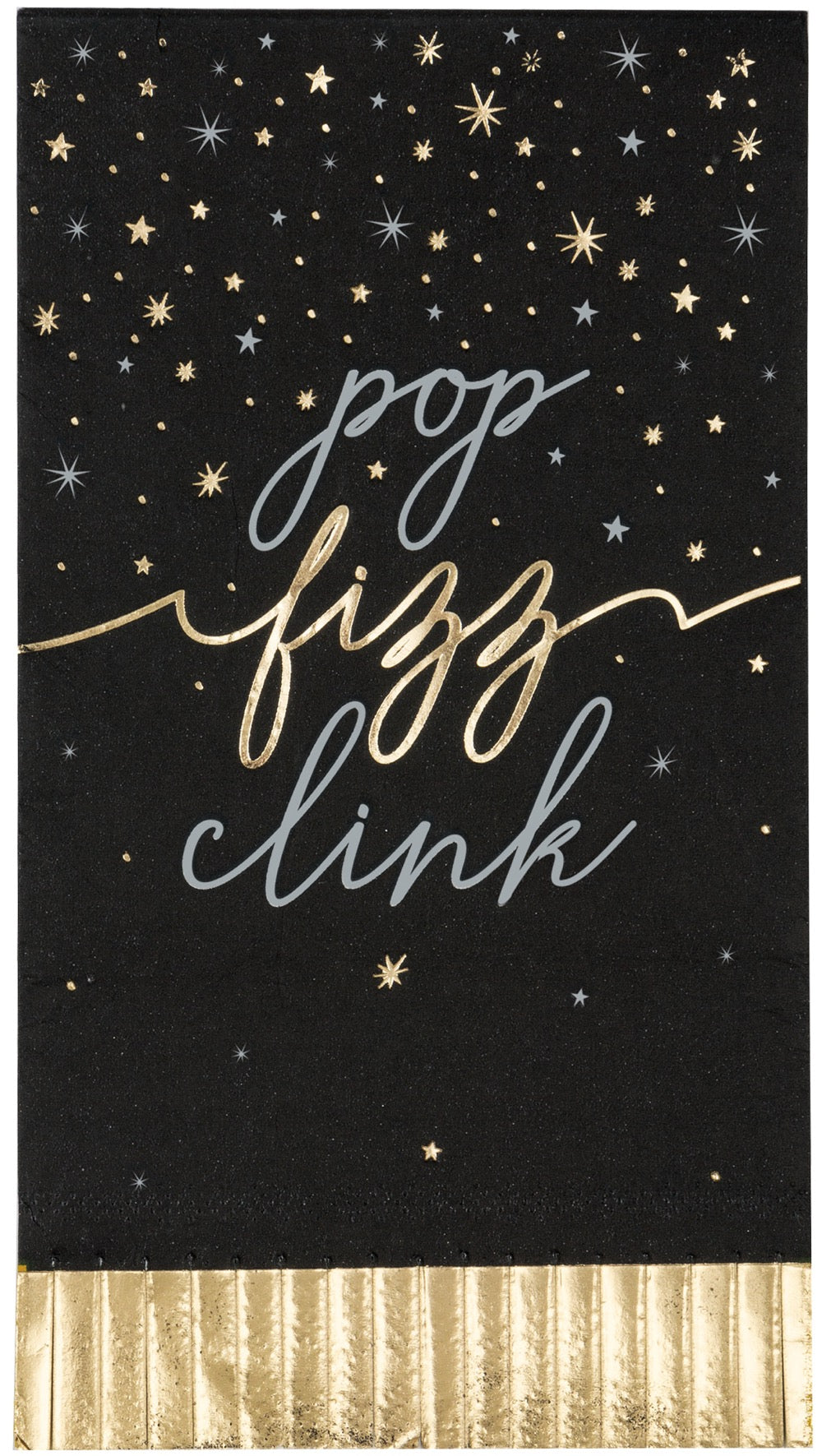 Disco New Year Pop Fizz Clink Fringe Edged Foil Guest Napkins 16ct
