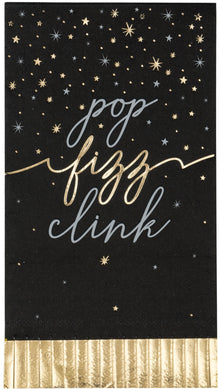 Disco New Year Pop Fizz Clink Fringe Edged Foil Guest Napkins 16ct