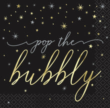 Disco New Year Pop the Bubbly Foil Beverage Napkins 16ct