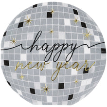 Disco New Year Happy New Year Ball Shaped Foil Lunch Napkins 16ct