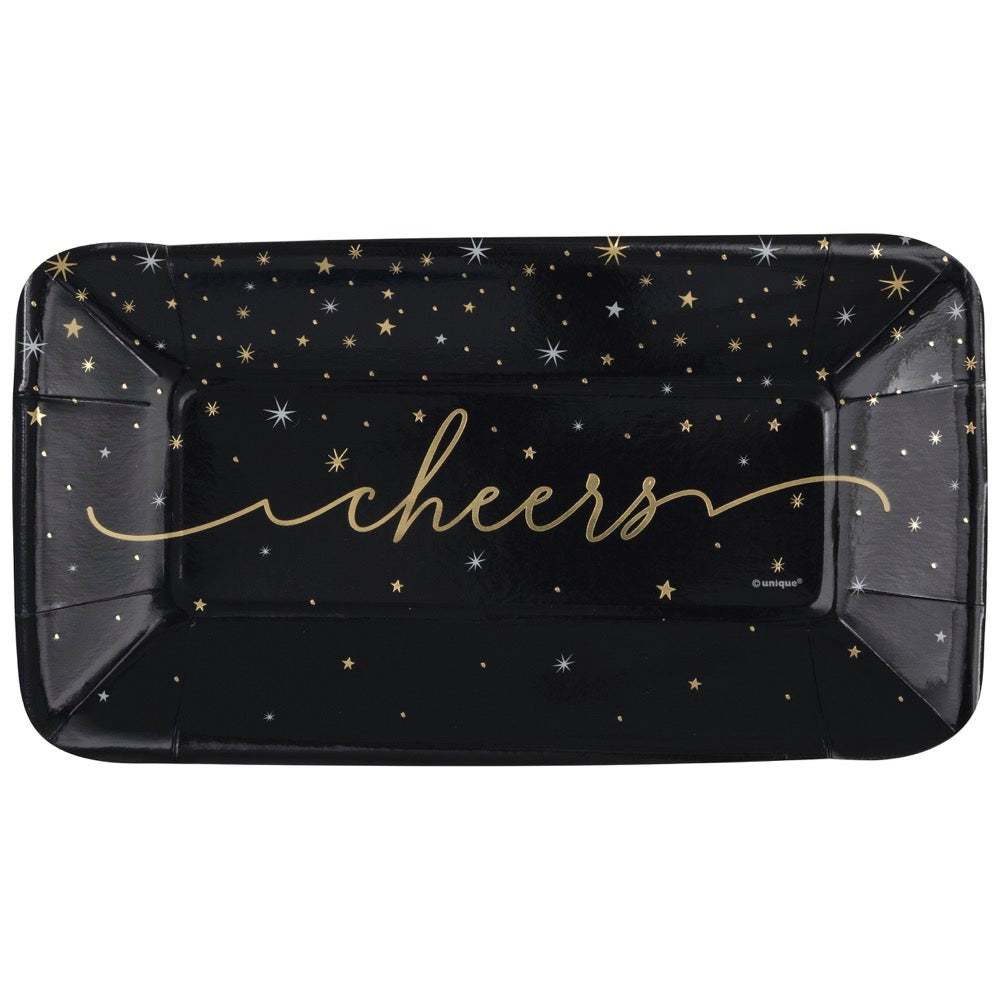Disco New Year Cheers 9 x 5 Foil Appetizer Plates 8ct