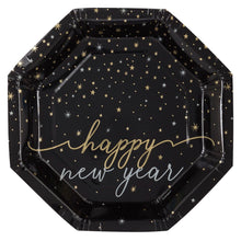 Disco New Year Happy New Year Octagon Shaped Foil Plates 8ct
