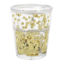 Gold Glitter Confetti Filled Double Wall Plastic Shot Glass 2ct