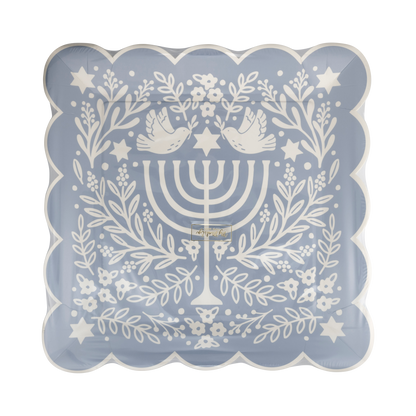 Floral Menorah 10in Plates 8ct