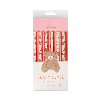 Occasions Beary Loved Reusable Straws 12ct