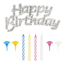 Silver Cake Topper with 12 Birthday Candles