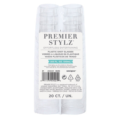 1.65oz Clear Plastic Shot Glasses 20ct
