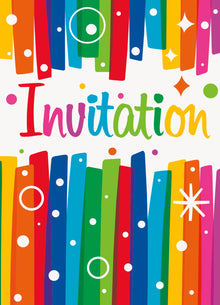 Rainbow Ribbons Birthday Invitations 8ct