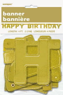 Happy Birthday Gold Deluxe Jointed Banner