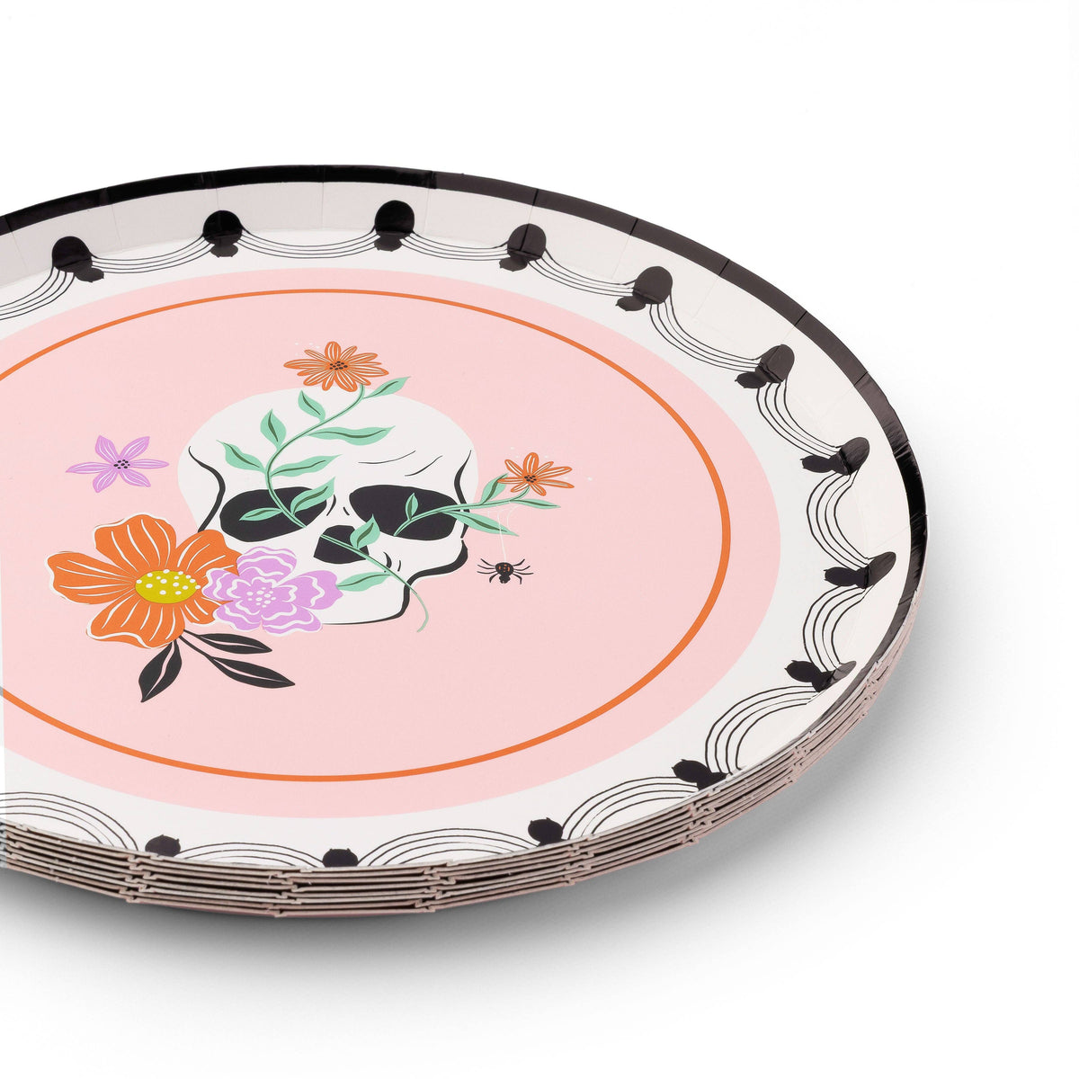 Floral Skulls Halloween Dessert Plates (Set of 8)