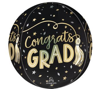 S12B Satin Twirling Tassels Grad Orb Balloon