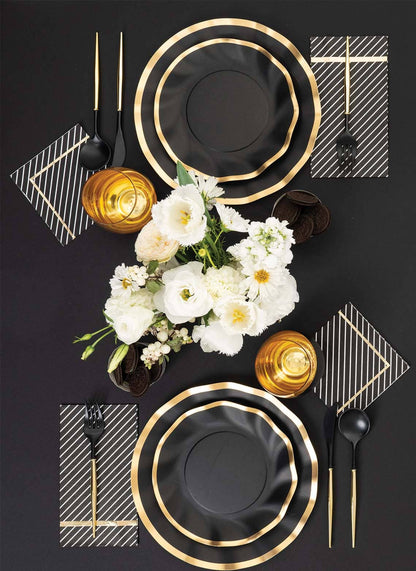 Black & Gold Bella Assorted Plastic Cutlery 24ct