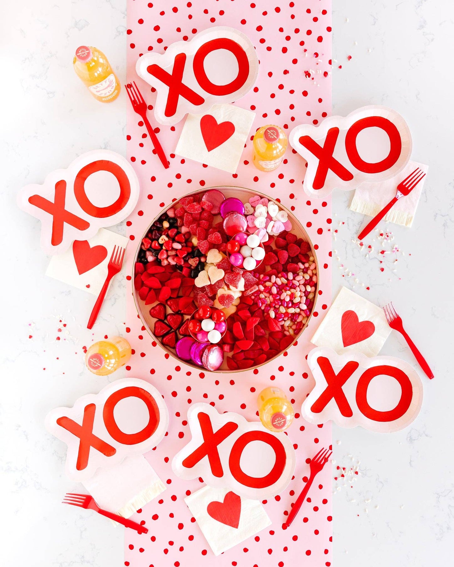 Pink With Red Dots Paper Table Runner