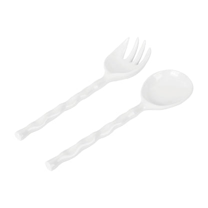 2-Piece White 11" Melamine Salad Server