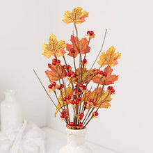15" Artificial Autumn Maple Leaves and Berries Spray