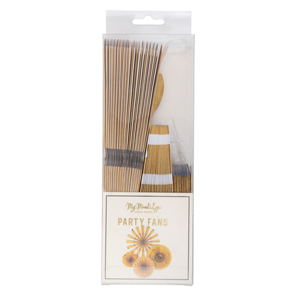 Gold and White Party Fan Set