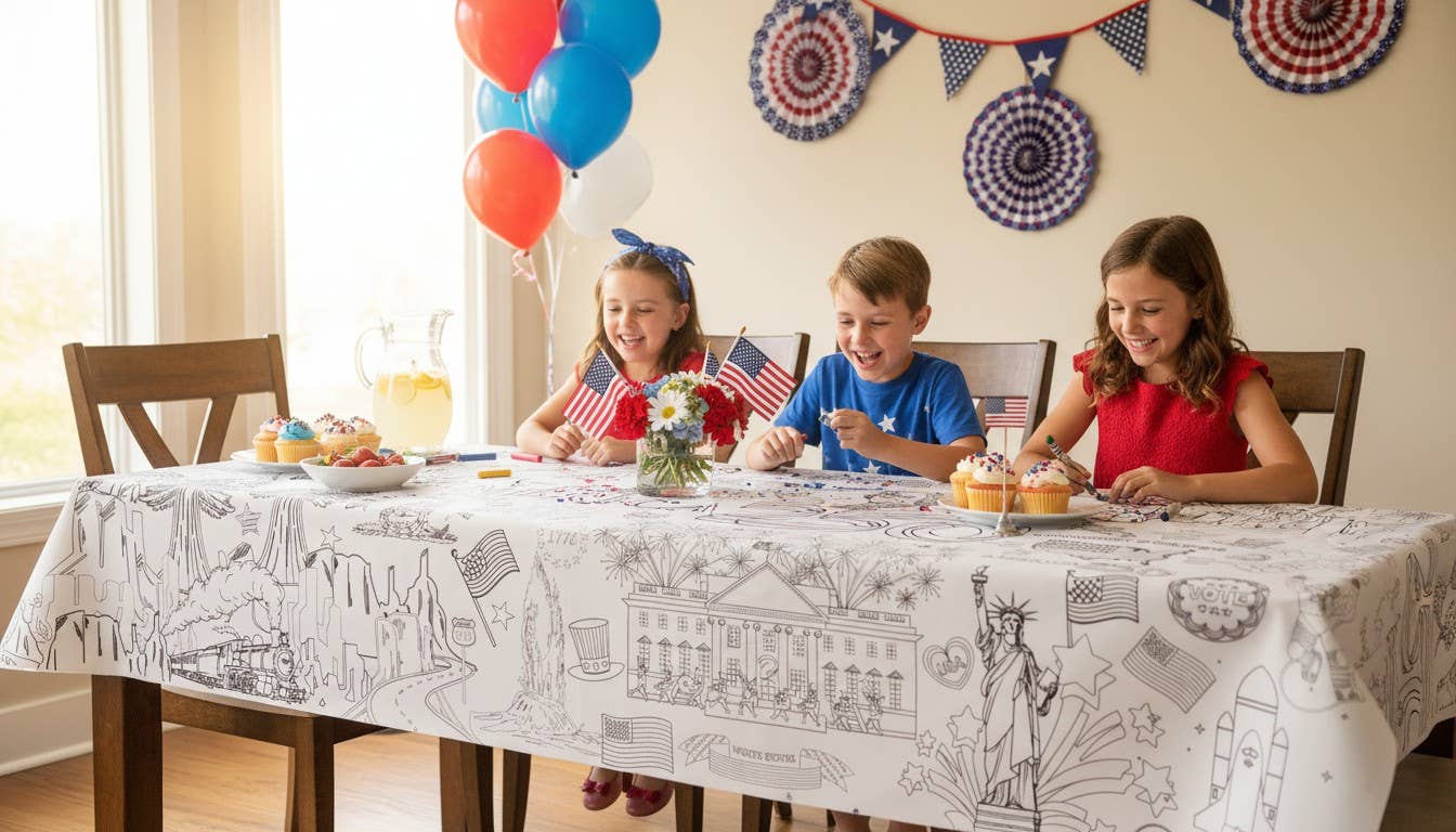 USA Patriotic America 250 Coloring Tablecloth