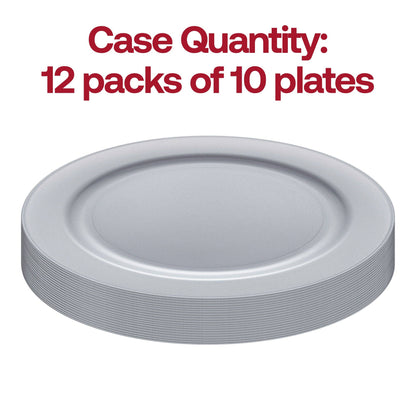 7.5" Matte Steel Gray Plastic Appetizer Plates - 10 pcs