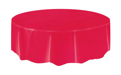 Red Plastic Round Table Cover 84"