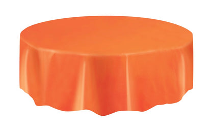 Orange Plastic Round Table Cover 84"