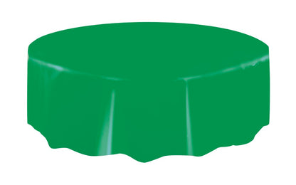 Green Plastic Round Table Cover 84"