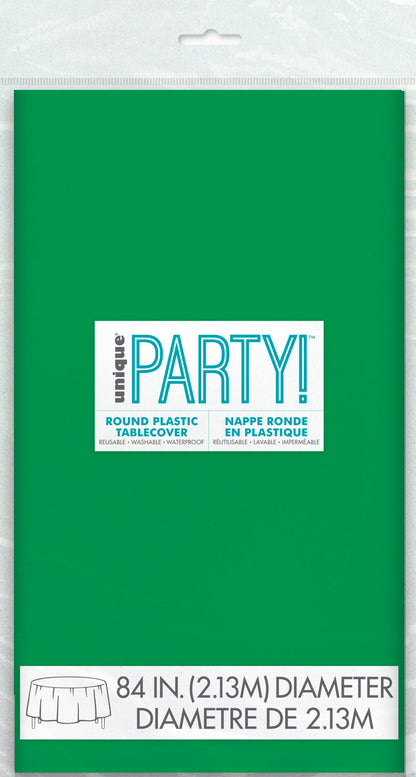 Green Plastic Round Table Cover 84"