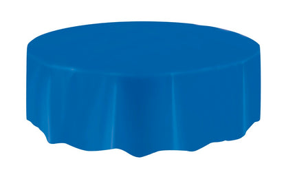 Royal Blue Plastic Round Table Cover 84"