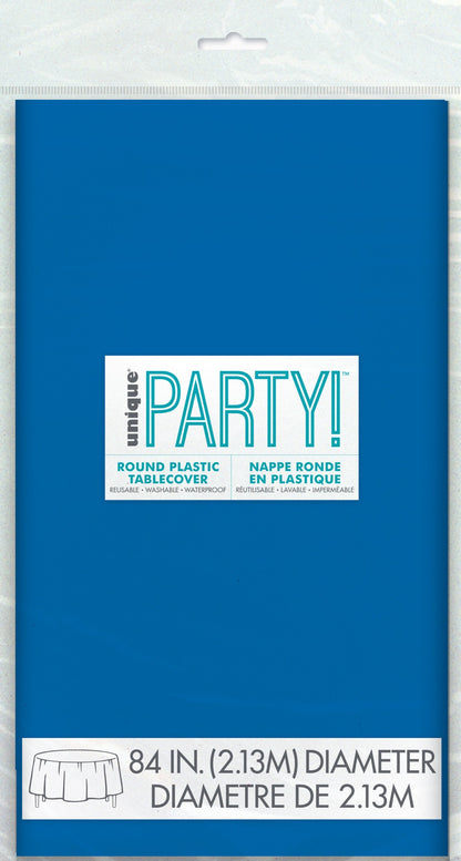 Royal Blue Plastic Round Table Cover 84"