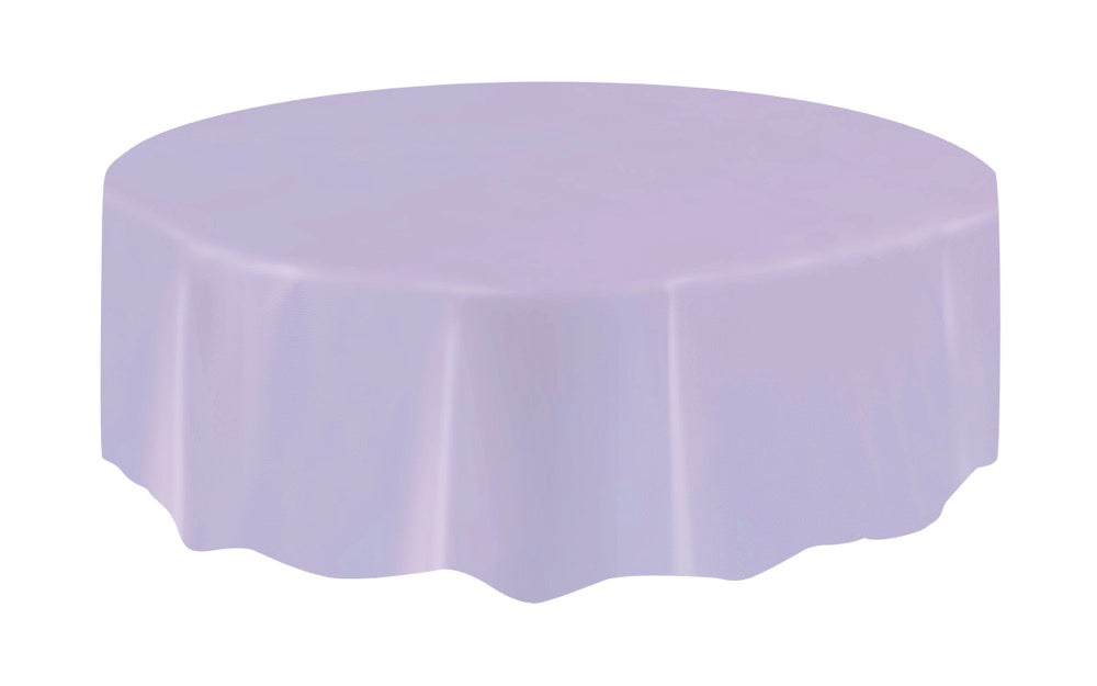 Lavender Plastic Round Table Cover 84"