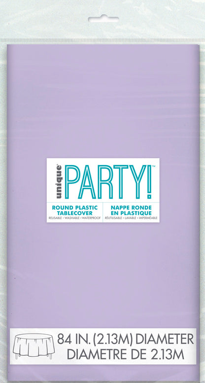 Lavender Plastic Round Table Cover 84"
