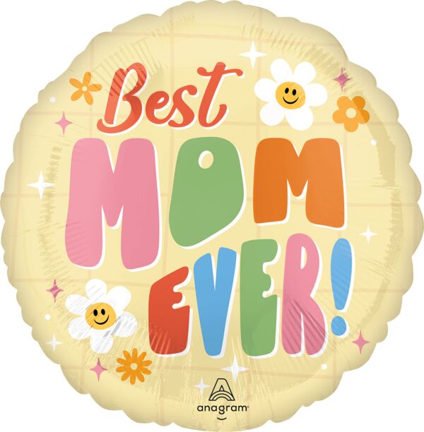 #S39 Retro Charm Best Mom Ever 18in Balloon