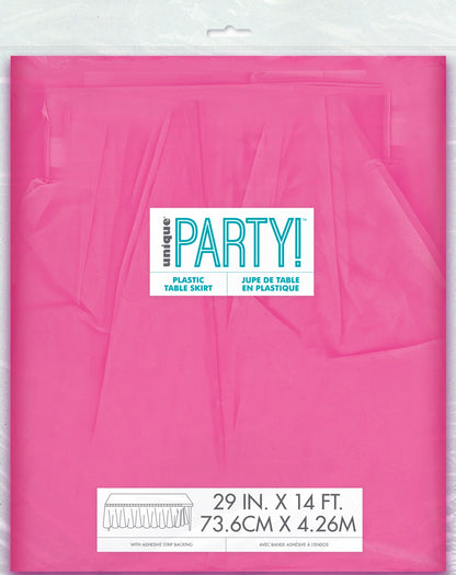 Hot Pink Plastic Table Skirt 29" x 21 ft.