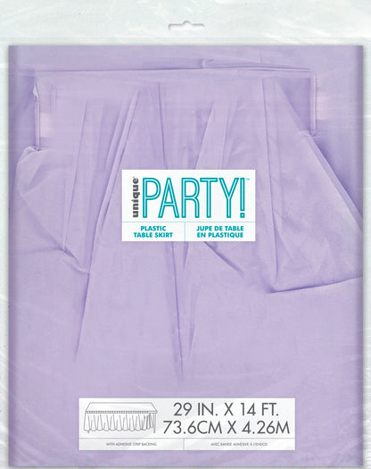 Lavender Plastic Table Skirt 29" x 21 ft.