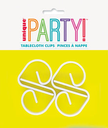 White Plastic Table Cover Clips 4ct