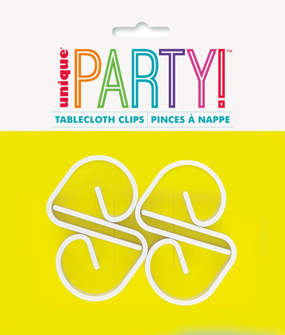 White Plastic Table Cover Clips 4ct