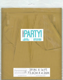 Gold Plastic Table Skirt 29" x 21 ft.