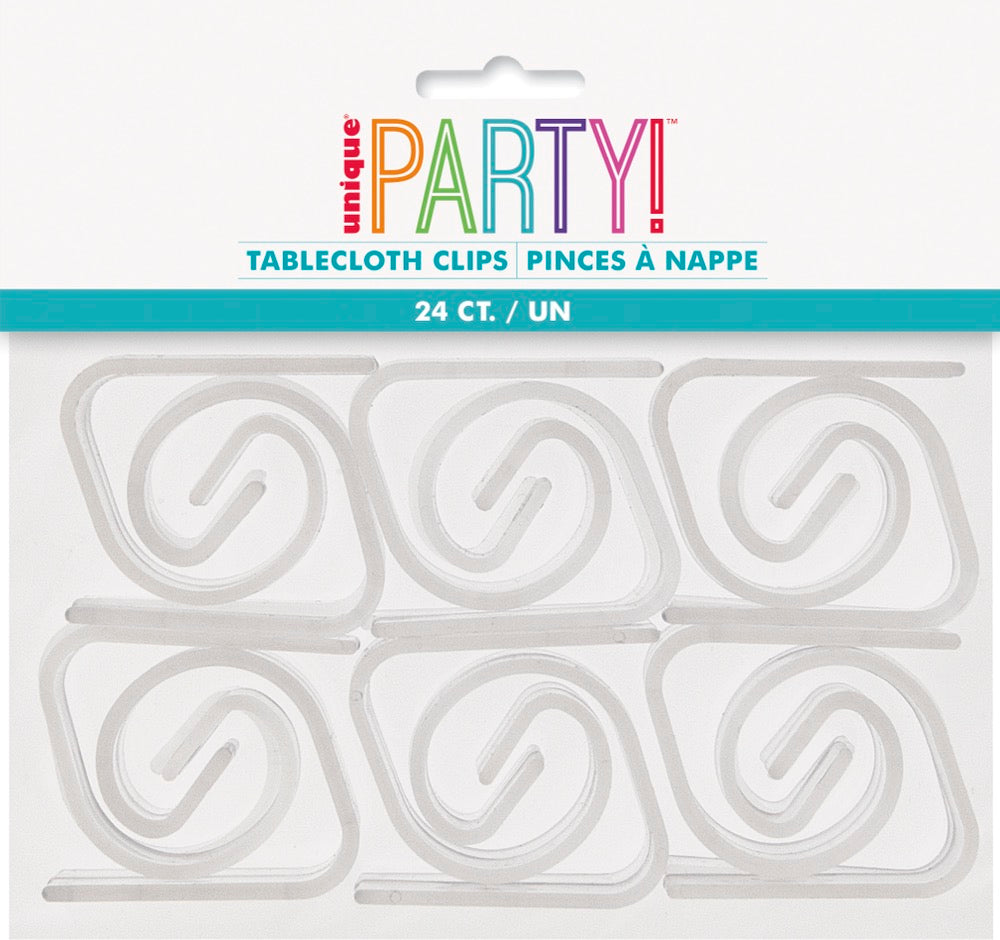 Clear Plastic Table Cover Clips 24ct