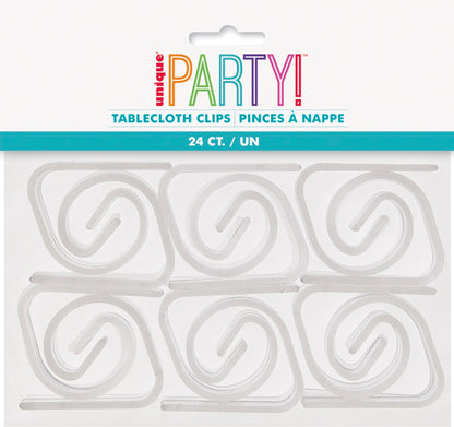 Clear Plastic Table Cover Clips 24ct