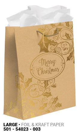 XMAS Foil & Kraft Large Gift Bag