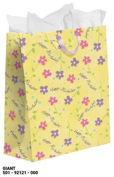 Happy Birthday Flowers Giant Gift Bag