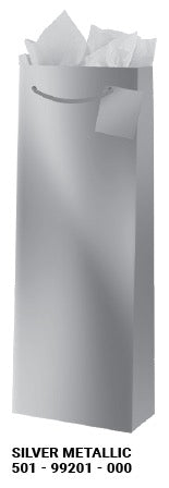 Silver Metallic Wine Gift Bag