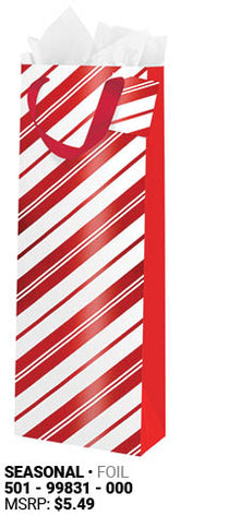 XMAS Red Stripe Wine Gift Bag