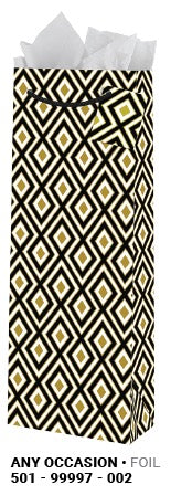Black & Gold Diamond Wine Gift Bag