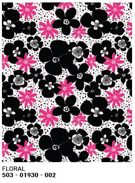 Roll Wrap Floral Black/Pink 30in x 5ft