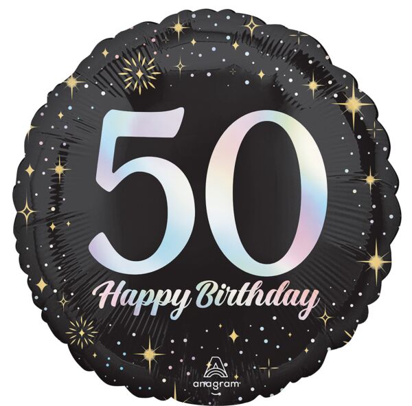 #089-B Sparkling Birthday 50 18in Balloon