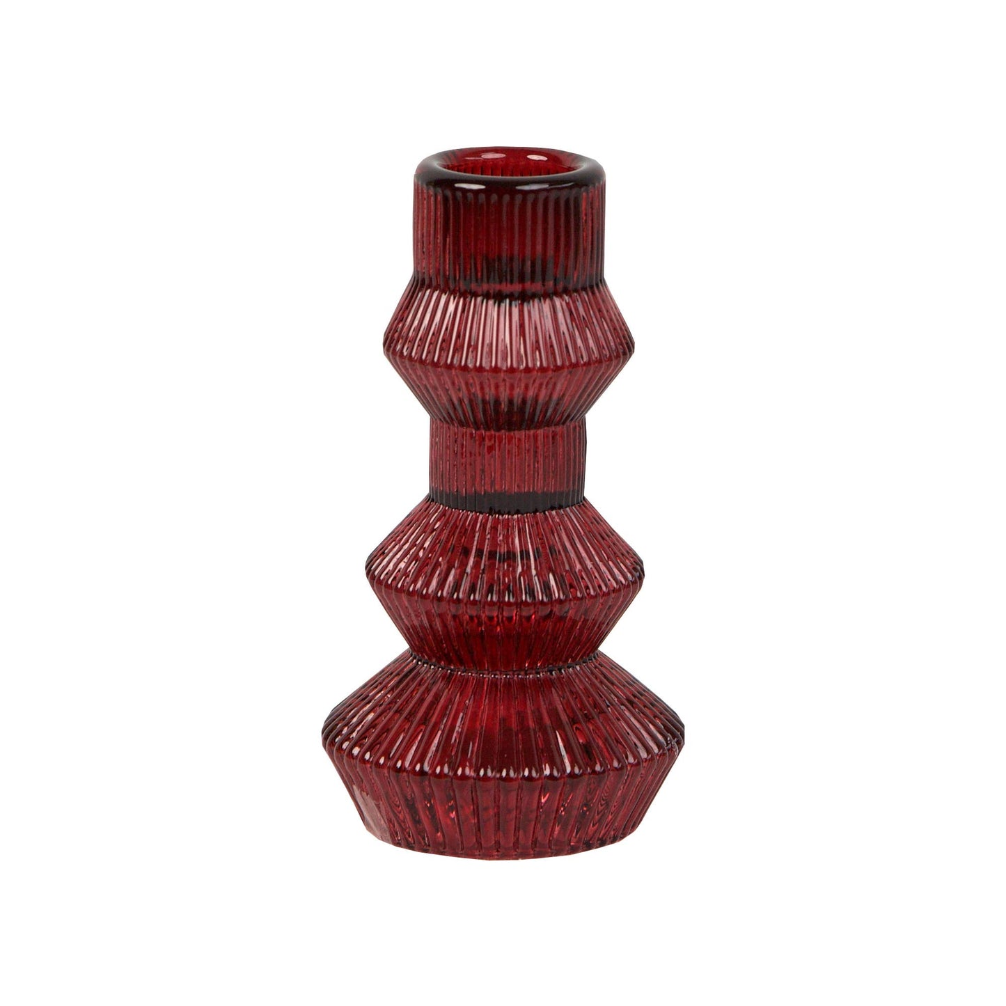 Burgundy Red Glass Candle Holder