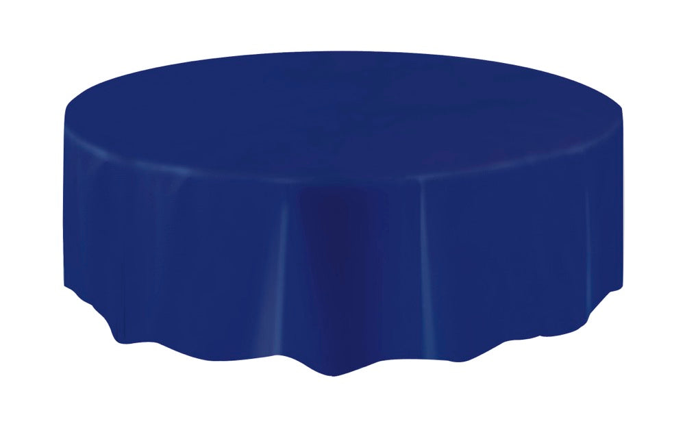 Navy Blue Plastic Round Table Cover 84"